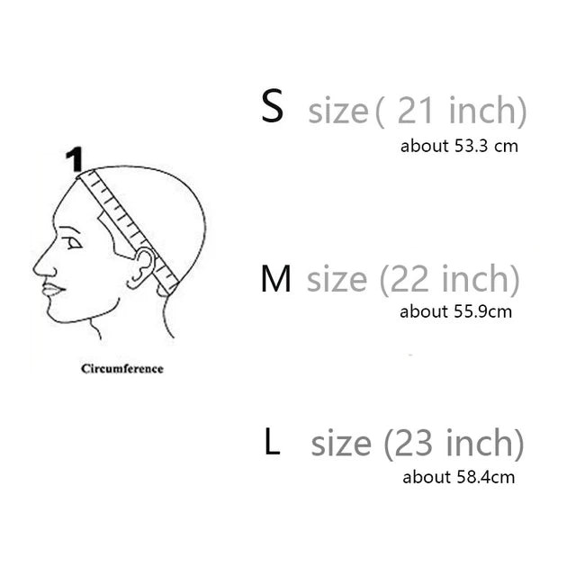 size chart for bonnet wig cap